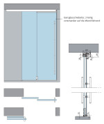 Skizze von Ufficio Motiv matt 2-flg. Glasschiebetür DORMA MUTO Teleskop Variante 1 - Erkelenz