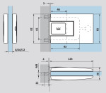 technische Zeichnung von Pendeltürband-Paar DORMA Tensor in Silber EV 1 zur verdeckten Zargenmontage - Erkelenz