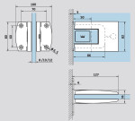 Technische Zeichnung Pendeltürband-Paar DORMA Tensor ähnl. Niro matt zur Wand- und Zargenmontage - Erkelenz