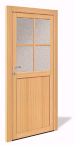 NET 1060 Holz Nebeneingangstür mit Glasausschnitt - Interio