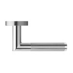 Sicht von oben auf den Drücker von Rio Steel ER34 OS Edelstahl poliert/matt Rundrosette Zimmertürgarnitur - Karcher Design