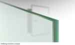 Beispiel Glasart ESG-Grünglas von Vollflächig matt Glaspendeltür mit zwei festen Seitenteilen DORMA Mundus BTS Variante 3 - Erkelenz