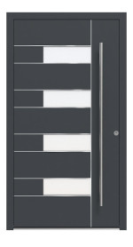 Kneer Haustür Alu AT72 1AF 208 RAL 7016-RAL 7016 Frontansicht außen