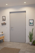 Innenansicht von Motiv 010 der Stahl-Aluminium Haustür Thermo46 - Innen-und Außenseite in RAL 9006 Weißaluminium seidenmatt
