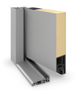 Querschnitt von Motiv 010 der Stahl-Aluminium Haustür Thermo46 - Innen-und Außenseite in RAL 9006 Weißaluminium seidenmatt