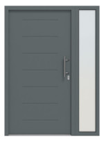 Hörmann Haustür Thermo46 015 mit Seitenteil RAL 7012-RAL 7012 Frontansicht außen
