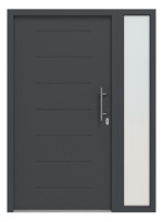 Hörmann Haustür Thermo46 015 mit Seitenteil RAL 7016-RAL 7016 Frontansicht außen