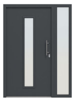 Hörmann Haustür Thermo46 020 mit Seitenteil RAL 7016-RAL 7016 Frontansicht außen