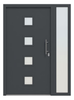 Hörmann Haustür Thermo46 030 mit Seitenteil RAL 7016-RAL 7016 Frontansicht außen