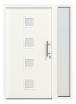 Hörmann Haustür Thermo46 030 mit Seitenteil RAL 9016-RAL 9016 Frontansicht außen