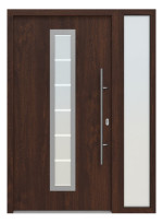 Hörmann Haustür Thermo46 700 mit Seitenteil Dark Oak-Dark Oak Frontansicht außen