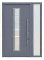 Hörmann Haustür Thermo46 700 mit Seitenteil RAL 5014-RAL 5014 Frontansicht außen