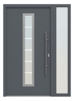 Hörmann Haustür Thermo46 700 mit Seitenteil RAL 7015-RAL 7015 Frontansicht außen