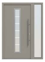 Hörmann Haustür Thermo46 700 mit Seitenteil RAL 7030-RAL 7030 Frontansicht außen