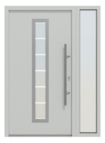 Hörmann Haustür Thermo46 700 mit Seitenteil RAL 7035-RAL 7035 Frontansicht außen