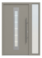 Hörmann Haustür Thermo46 750 mit Seitenteil RAL 7030-RAL 7030 Frontansicht außen