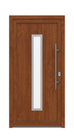 Haustür Kunststoff Premium F003 Golden Oak-RAL 9016 Frontansicht außen
