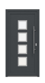 Haustür Kunststoff Premium F008 RAL 7016-RAL 9016 Frontansicht außen