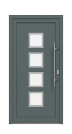Haustür Kunststoff Premium F008 Quarz Grau-RAL 9016 Frontansicht außen
