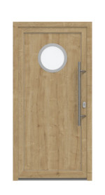 Haustür Kunststoff Premium F011 Polish Pine-RAL 9016 Frontansicht außen