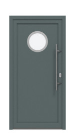 Haustür Kunststoff Premium F011 Quarz Grau-RAL 9016 Frontansicht außen