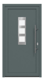 Haustür Kunststoff Premium F014 Quarz Grau-Quarz Grau Frontansicht außen