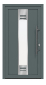 Haustür Kunststoff Premium F052 Quarz Grau-Quarz Grau Frontansicht außen