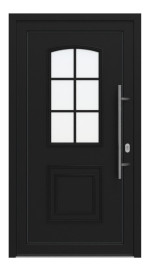 Haustür Kunststoff Premium T002 RAL 9005-RAL 9005 Frontansicht außen