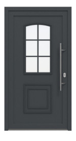 Haustür Kunststoff Premium T002 RAL 7016-RAL 9016 Frontansicht außen