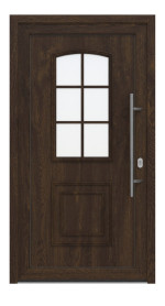 Haustür Kunststoff Premium T002 Brown Oak-Brown Oak Frontansicht außen