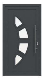 Haustür Kunststoff Premium T034 RAL 7016-RAL 7016 Frontansicht außen