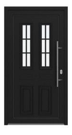 Haustür Kunststoff Premium T043 RAL 9005-RAL 9016 Frontansicht außen