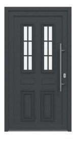 Haustür Kunststoff Premium T043 RAL 7016-RAL 9016 Frontansicht außen