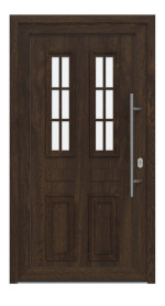 Haustür Kunststoff Premium T043 Brown Oak-Brown Oak Frontansicht außen