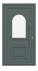 Haustür Kunststoff Premium T045 Quarz Grau-Quarz Grau Frontansicht außen