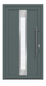 Haustür Kunststoff Premium T048 Quarz Grau-Quarz Grau Frontansicht außen