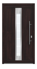 Haustür Kunststoff Premium T048 Mahagoni-RAL 9016 Frontansicht außen