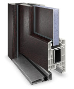 Haustür Kunststoff Premium T048 Mahagoni-RAL 9016 Detail Querschnitt