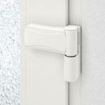 Haustür Kunststoff Premium F002 Golden Oak-RAL 9016 Detail Bänder