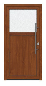Haustür Kunststoff Premium F002 Golden Oak-Golden Oak Frontansicht außen