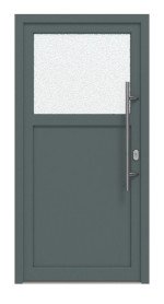 Haustür Kunststoff Premium F002 Quarz Grau-RAL 9016 Frontansicht außen