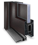 Haustür Kunststoff Premium F002 Mahagoni-Mahagoni Detail Querschnitt