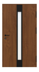 Interio Energiespar-Haustür Stahl-Alu Black Design Motiv B01 Golden Oak-Golden Oak Frontansicht innen