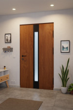 Interio Energiespar-Haustür Stahl-Alu Black Design Motiv B01 Golden Oak-Golden Oak Stilwelt innen