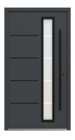 Interio Energiespar-Haustür Stahl-Alu Black Design Motiv B06 RAL 7016-RAL 7016 Frontansicht außen
