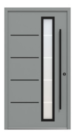 Interio Energiespar-Haustür Stahl-Alu Black Design Motiv B06 RAL 7042-RAL 9016 Frontansicht außen