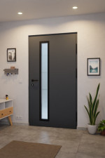 Interio Energiespar-Haustür Stahl-Alu Black Design Motiv B06 RAL 7016-RAL 7016 Stilwelt innen