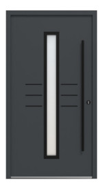 Interio Energiespar-Haustür Stahl-Alu Black Design Motiv B07 RAL 7016-RAL 7016 Frontansicht außen