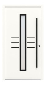 Interio Energiespar-Haustür Stahl-Alu Black Design Motiv B07 RAL 9016-RAL 9016 Frontansicht außen