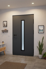 Interio Energiespar-Haustür Stahl-Alu Black Design Motiv B07 RAL 7016-RAL 7016 Stilwelt innen